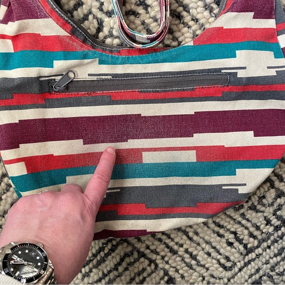 KAVU Women's Geometric Shoulder Bag - Red, Teal, Gray - Picture 6 of 10